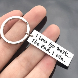 Handheld stainless steel rectangle keychain with I Love You Most laser engraving gift