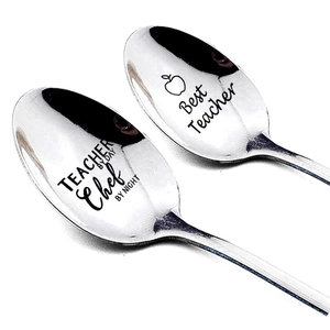 Stainless Steel Engraved Spoon Mirror Polished Long Handle Mixing Spoon Best Teacher Gift For Birthday Christmas Tableware