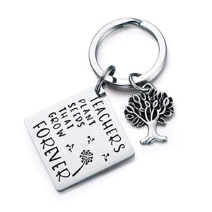 Stainless Steel Teacher Appreciation Keychain With Tree Of Life Charm Engraved Seeds That Grow Forever Quote Graduation Gift