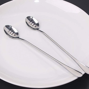 Set of 2 stainless steel long handle spoons with I Love You Dad engraving for Father's Day