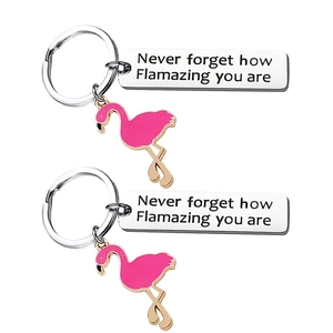 Inspirierender Edelstahl Schlüsselanhänger Never Forget How Flamazing You Are Rosa Flamingo Anhänger Geschenk Für Damen