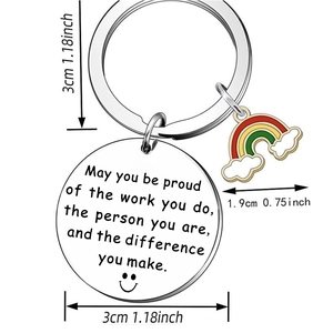 Stainless Steel Inspirational Engraved Quote Keychain Round Pendant Bee Rainbow Heart Charm Appreciation Gift For Colleagues Teachers Retirement Souvenir