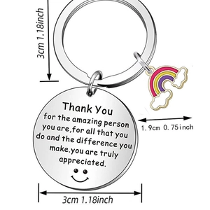 Rainbow rainbow stainless steel keychain with Thank You message for special people