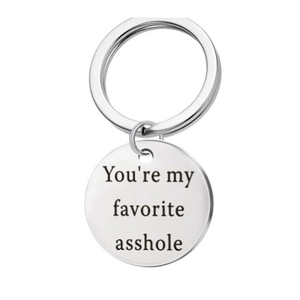Engraved Stainless Steel Keychain Funny Humor Quote Round Pendant Key Ring For Husband Wife Valentine Birthday Gift