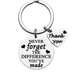 Inspirational retirement keychain with engraved stainless steel pendant and heart charm