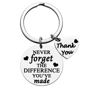Stainless Steel Inspirational Keychain Never Forget The Difference Made Mirror Polish Pendant Key Ring Retirement Appreciation Gift