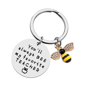 Stainless steel bee keychain with You'll always BEE my favorite TEACHER engraving