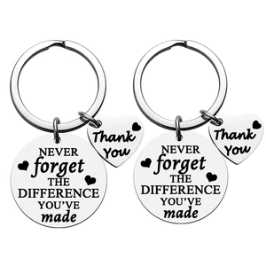 Polished stainless steel retirement keychain set with inspirational Never Forget engraving