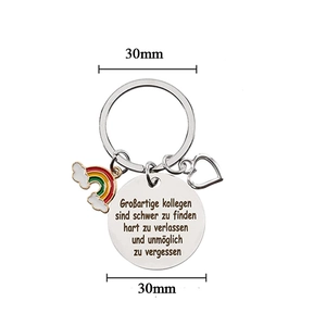 Rainbow heart stainless steel keychain with German engraving gift for colleagues