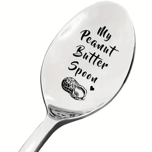 Mirror Polished Stainless Steel Peanut Butter Spoon With Engraved Lettering Gift For Dad Birthday Home Dinnerware Long Handle