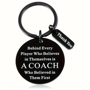 Stainless Steel Inspirational Coach Gift Keychain Behind Every Player Quote Engraved Thank You Pendant Motivational Keychain