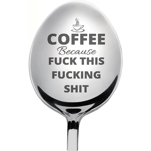 Polished stainless steel Father's Day coffee spoon with funny laser engraved quote