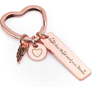Porte-clés Gravé en Acier Inoxydable Cœur Allemand Engel Ohne Flügel Nennt Man Mama Cadeau Fête des Mères Or Rose Argent
