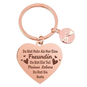 Rose gold heart keychain for mom with German engraving and pinky swear charm