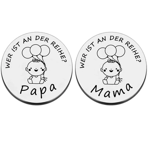 Pièce de décision pour nouveaux parents en acier inoxydable avec motifs mignons de bébé