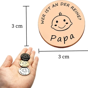 Pièce de décision de 3cm en acier inoxydable pour parents en or rose, argent, noir et doré