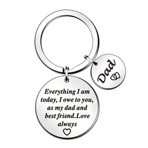 Stainless Steel Engraved Keychain Mom Dad Everything I Am Today Heart Pendant Keyring Jewelry For Mother Father Day Gift