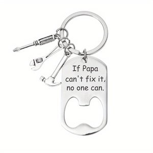 Father's Day keychain with mini tools and If Papa can't fix it bottle opener