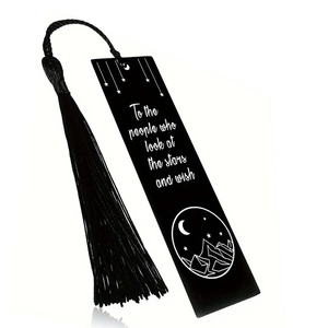 Marque-page en acier inoxydable To the people who look at the stars avec pompon noir chic