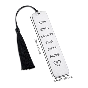 Marque-page en acier inoxydable avec pompon noir et citation humoristique pour femme