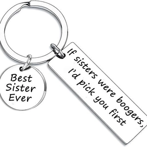 Stainless Steel Keychain Best Sister Ever Humorous Quote Engraved Key Ring Birthday Gift For Sisters Bestie Women