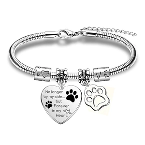 Bracciale a Catena a Serpente in Acciaio Inossidabile Commemorativo Per Animali Domestici Con Ciondolo a Cuore Zampa Donna