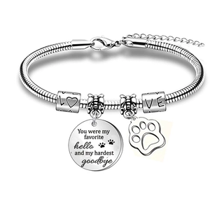Bracciale a catena serpente in acciaio argento con ciondoli commemorativi per animali