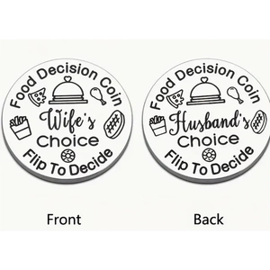 Pièce de décision alimentaire double face en acier inoxydable avec icônes pour couples