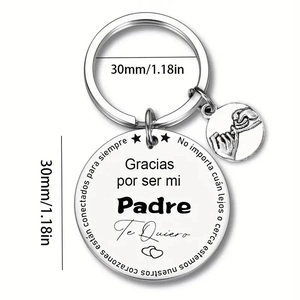 Polished stainless steel Father's Day keychain with Spanish message for Dad