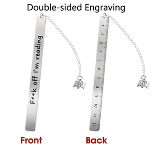 Funny Stainless Steel Metal Bookmark With Ruler Measurement Scale Book Pendant For Reading Lovers Gift For Bookworms