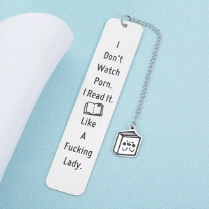 Funny stainless steel bookmark for book lovers with chain and cute book pendant