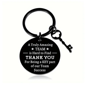 Stainless Steel Team Appreciation Keychain Engraved Round Pendant Key Ring Coworker Farewell Resignation Retirement Gift