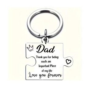 Porte-clés en Acier Titane en Forme de Pièce de Puzzle Gravé pour Papa Maman Sœur Frère Meilleur Ami Cadeau