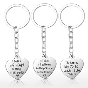 Heart Shape Stainless Steel Keychain Engraved Quote Teacher Appreciation Gift Graduation Commemorative Metal Keyring For Teachers