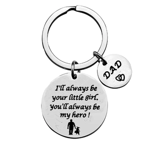 Father daughter stainless steel keychain with I'll always be your little girl engraving