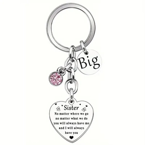 Porte-clés cœur Big Sister avec cristal rose et message pour les sœurs