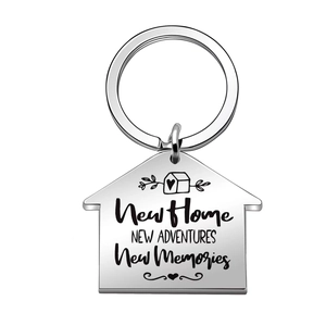 Polierter Haus-Schlüsselanhänger aus Edelstahl mit New Home New Adventures Gravur