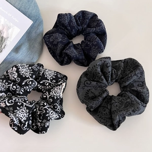 Vintage Paisley Fabric Large Hair Scrunchie Wide Headband For Women Elegant Floral Hair Ties Handmade Retro Hair Accessories