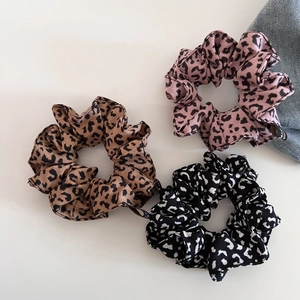 Leopardenmuster Scrunchies Für Damen Retro Koreanischer Stil Hoch Elastische Stoff Haargummis Mode Große Haarschmuck