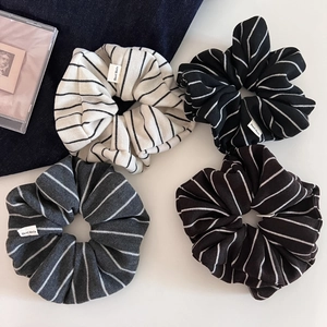 Chouchous Rayés en Maille pour Femmes Attaches de Cheveux Décontractées Souples Élastiques Grand Anneau de Cheveux Avec Étiquette Fait à la Main Accessoires de Cheveux
