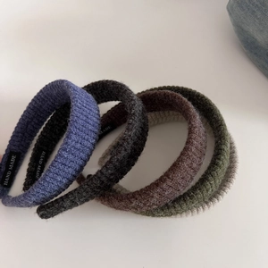 Serre-tête Large en Tricot Tissu Côtelé Style Coréen Épaissi Fait Main Bandeau Souple pour Femmes Accessoires Décontractés Quotidiens