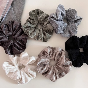 Set of 6 premium velvet scrunchies in solid colors for high elasticity hair styling