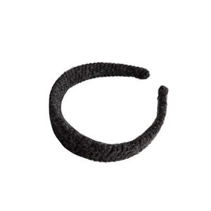 Serre-tête tricoté noir duveteux avec texture pelucheuse pour coiffure quotidienne femme