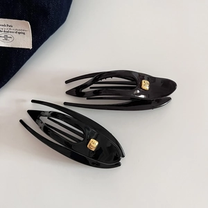 Lot de deux pinces à cheveux noires minimalistes avec accents métalliques dorés