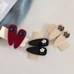 Korean Style Acetate Water Drop Flower Hair Clip Elegant Handmade Floral Duckbill Side Clip Sweet Hair Accessories For Women