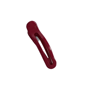 Elegant wine red acetate oval hair clip with handmade France gold lettering