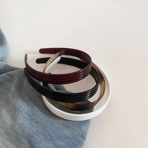 Serre-tête en Acrylique Rayé Simple pour Femmes Bandeau à Dents Antidérapantes Mode Fait à la Main Accessoires de Cheveux