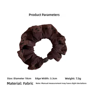 Leopard print hair scrunchie dimensions showing 10cm diameter and 3.3cm width