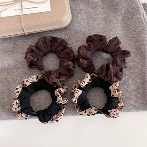 Korean Style Leopard Print Hair Scrunchie Vintage Fashion Cloth Hair Tie Elastic Large Intestine Hair Ring For Women
