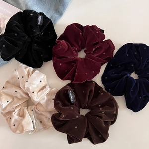 Scrunchies Grandi in Velluto a Pois Fatti a Mano Morbidi Elastici per Capelli Semplici Eleganti Fermacoda per Donna Accessori Capelli